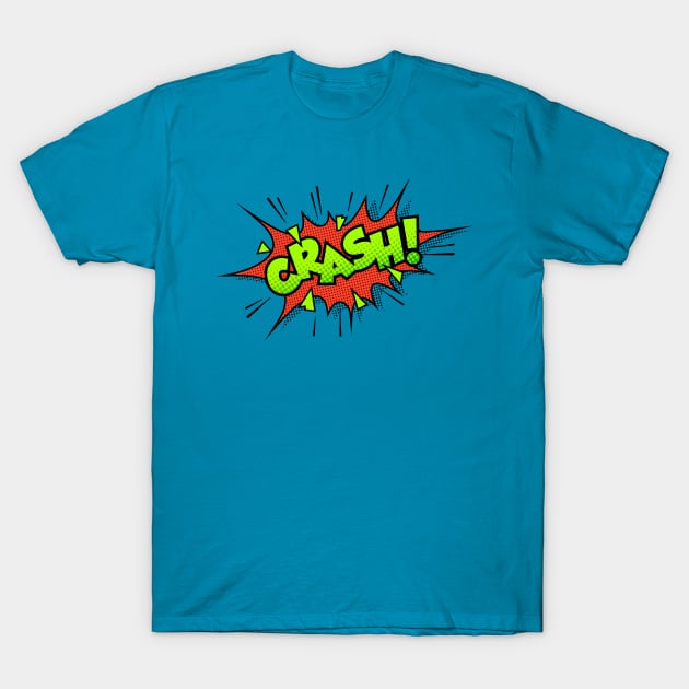 Crash Comic Book Text T-Shirt by JunkyDotCom